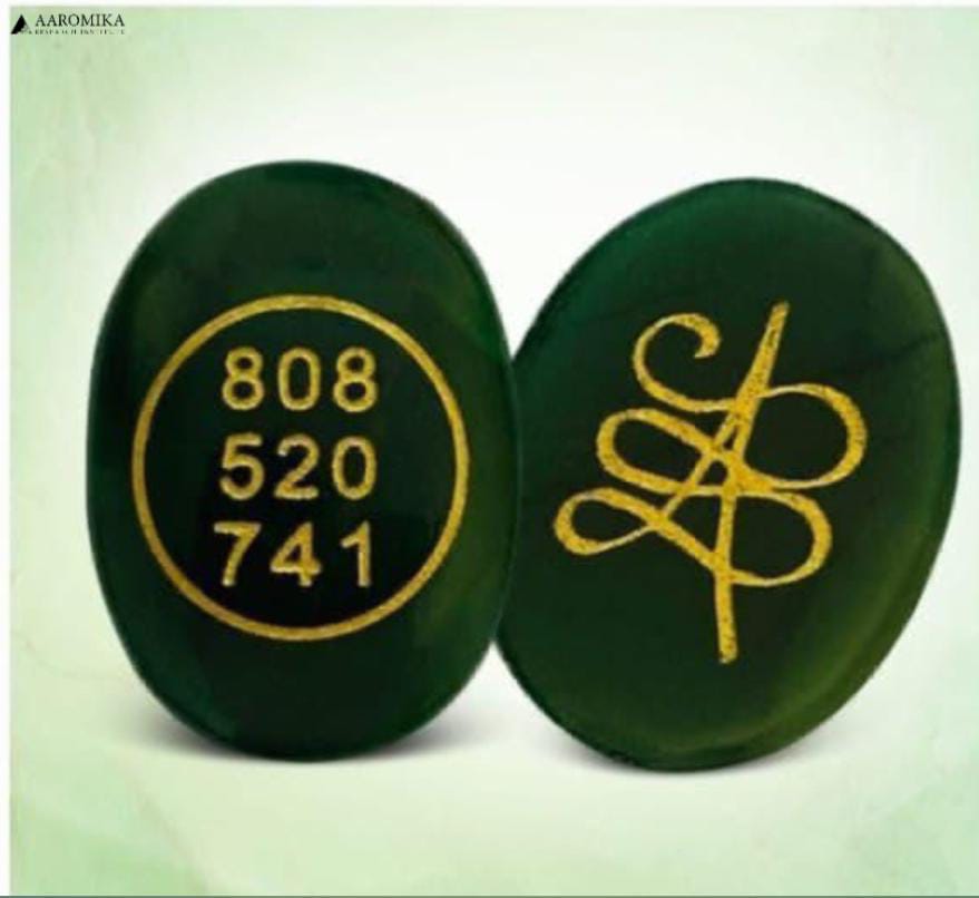 Green Aventurine Healing Stone with Grabovoi Code (808 520 741) & Reiki Symbol